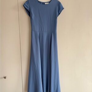 Babaton Blue Cap-Sleeve Maxi Dress